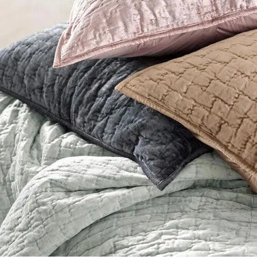 Pine Cone Hill Matte Velvet Juniper Quilted Sham
