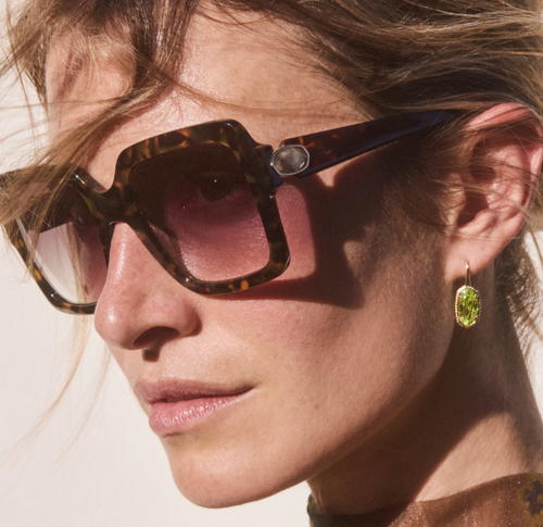 Lee Luxe Gold Drop Earrings in Light Green CZ