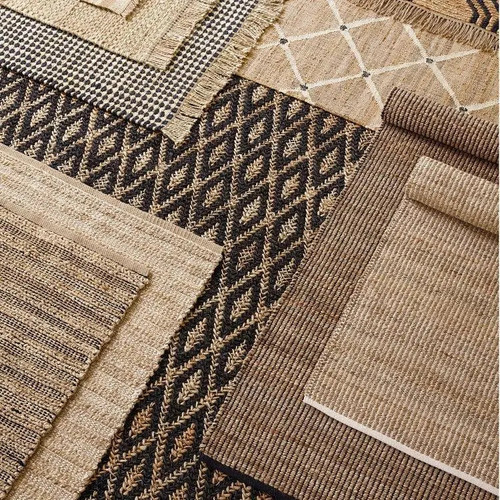 Dash & Albert Gridwork Black Woven Jute Rug - Lavender Fields