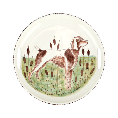 Wildlife Spaniel Handled Round Tray VIETRI