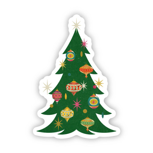 Christmas Tree With Ornaments Vintage Sticker