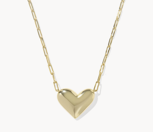 Kendra Scott Ari Heart Statement Gold Short Pendant Necklace
