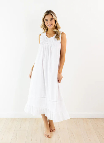 Jacaranda Living Theresa White Cotton Nightgown Jacaranda Living