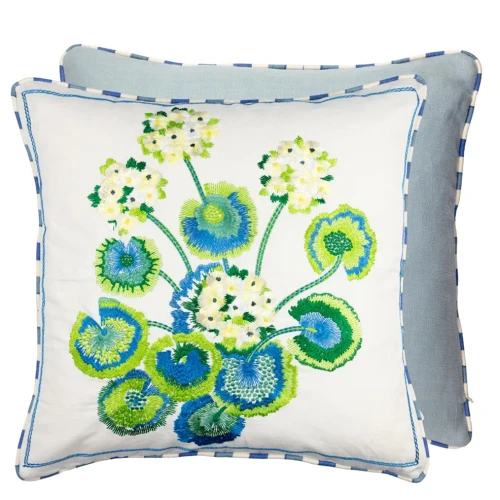 Primevère Cobalt Embroidered Decorative Pillow