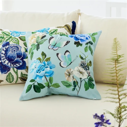 Miraflores Cobalt Cotton Decorative Pillow