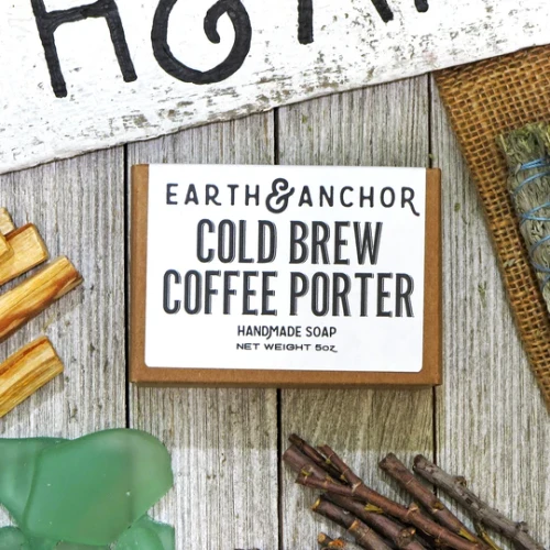 Earth & Anchor Cold Brew Coffee Porter handcrafted vegan soap bar
