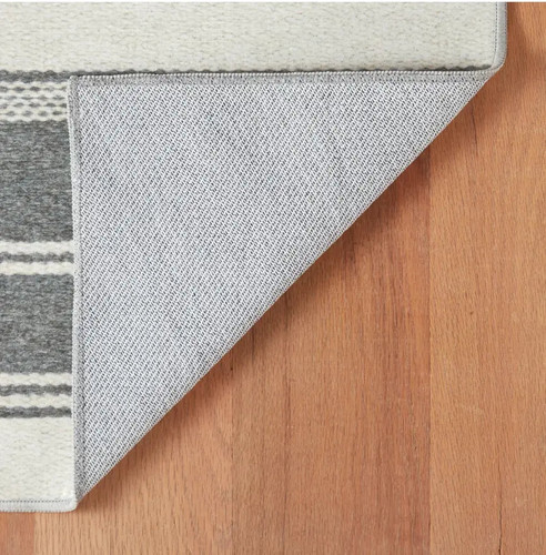 Dash & Albert Bowman Stripe Grey Machine Washable Rug - Lavender Fields