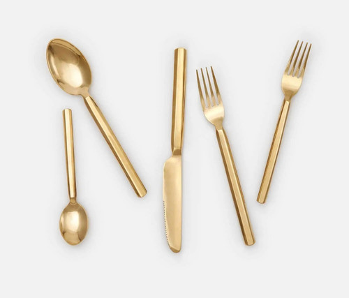 Blue Pheasant Roland Polished Gold Flatware