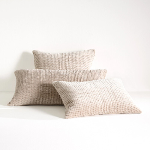 Pine Cone Hill Viola Velvet Grey Quilted Sham - view 1 | Lavender Fields