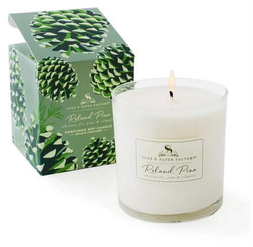Roland Pine Single-Wick Soy Candle 9.5 oz in glass vessel