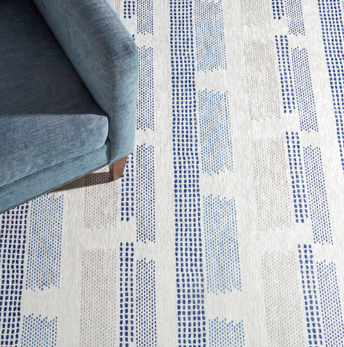 Dash & Albert Tread Lightly Navy Machine Washable Rug Dash and Albert