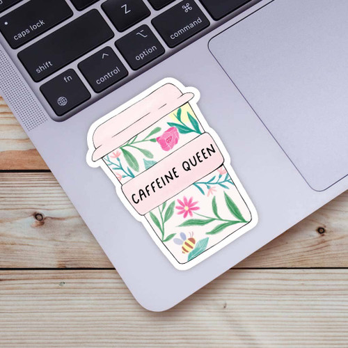 Caffeine Queen Floral Mug Sticker Big Moods