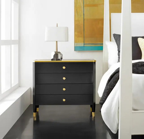 Modern History Niles Bedside Chest-Black - Lavender Fields