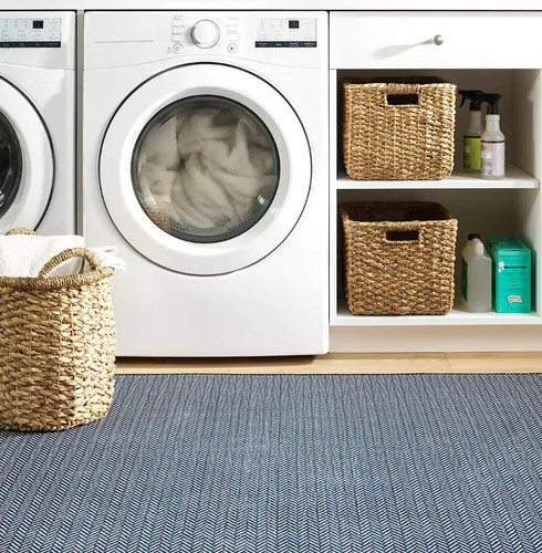 Dash & Albert Herringbone Navy Washable Rug Dash and Albert