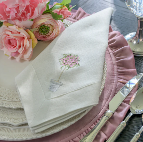 Pink Topiary Large Napkin Set of 4 Arte Italica