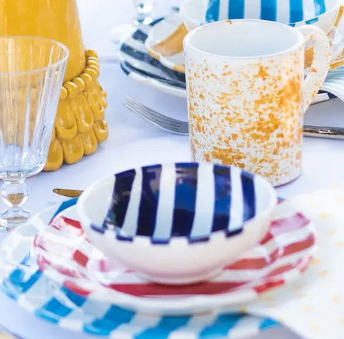 Vietri Amalfitana Cobalt Stripe Cereal Bowl - Set of 4 Vietri