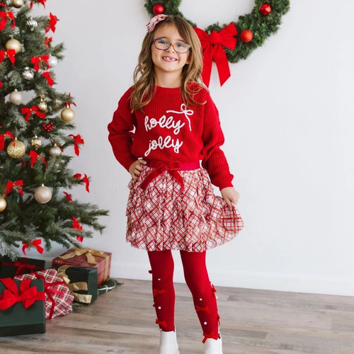 Christmas Plaid Bow Tiered Tutu Sweet Wink