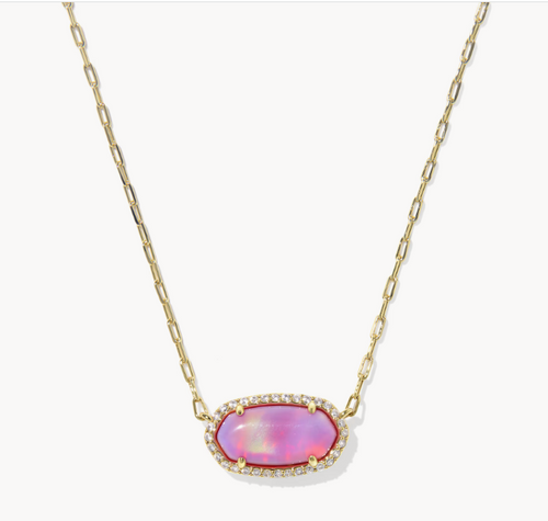 Elisa Pave Frame Gold Short Pendant Necklace