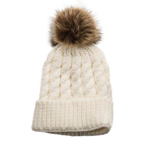 Emma Pom Pom Hat in Cream