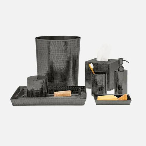 Pigeon & Poodle Buren Brush Holder in Black Nickel Etched Metal Pigeon & Poodle