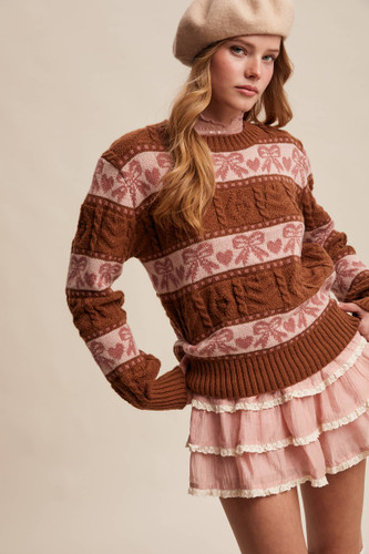 Bow & Heart Knit Pullover