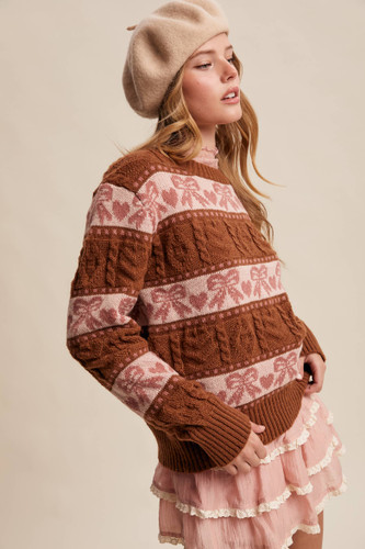 Bow & Heart Knit Pullover
