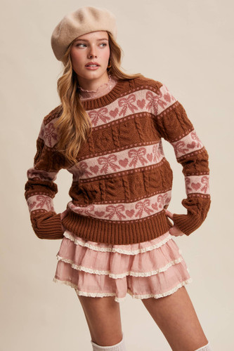 Bow & Heart Knit Pullover