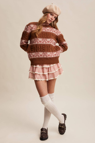 Bow & Heart Knit Pullover