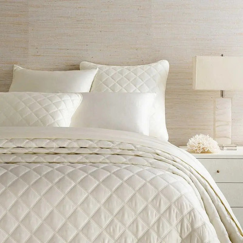 Pine Cone Hill Quilted Silken Solid Ivory Coverlet