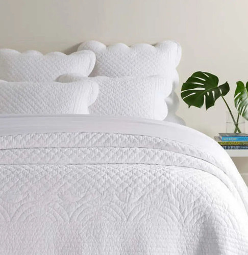 Pine Cone Hill Power Shake Scallop White Quilted Sham