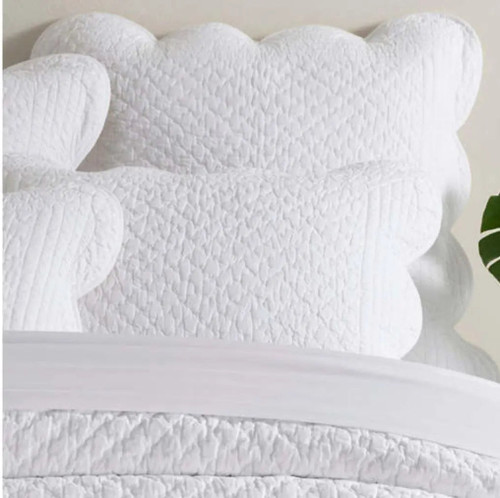 Pine Cone Hill Power Shake Scallop White Quilted Sham