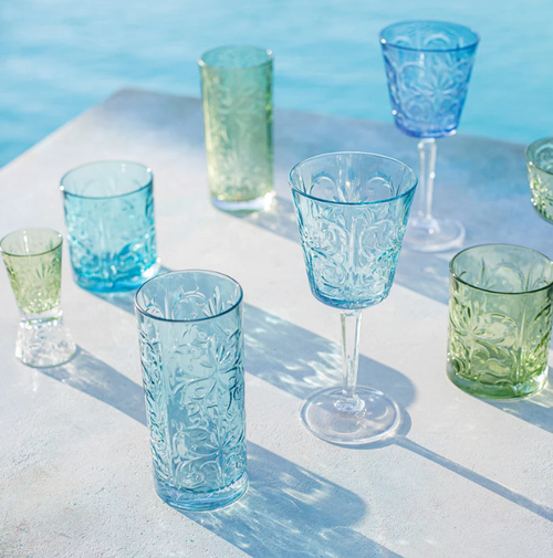 Barocco Light Blue Double Old Fashioned - Set of 4 Vietri