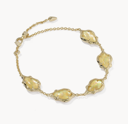 Adriana Scallop Frame Gold Yellow Iridescent Abalone Delicate Chain Bracelet