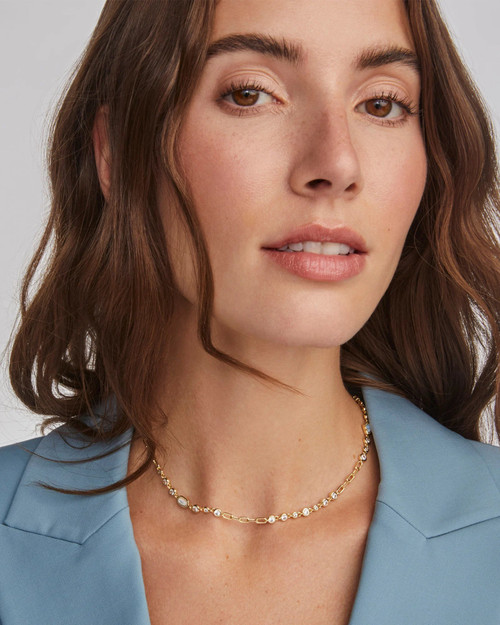Mini Elisa and Abbie Gold Convertible Strand Necklace White Mix Kendra Scott