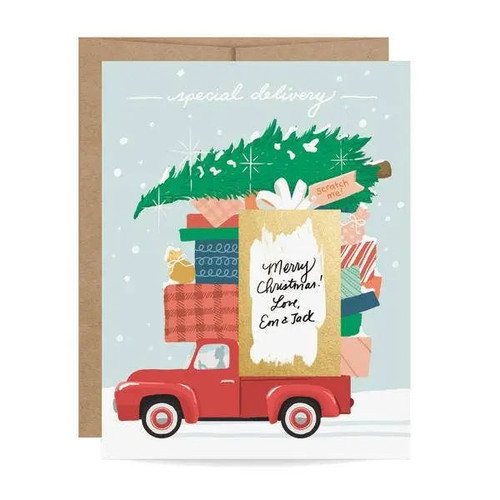 Red Truck Scratch-off Holiday Card Inklings Paperie
