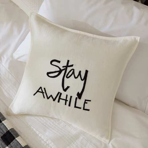 Taylor Linens Stay Awhile Black Throw Pillow