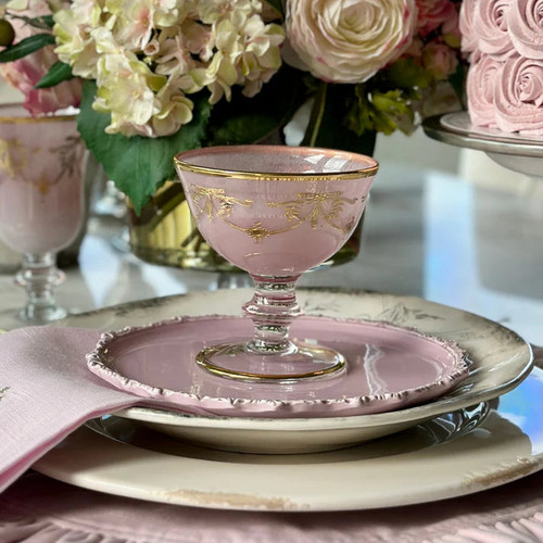 Rialto Borghese Pink with Gold Compote Arte Italica
