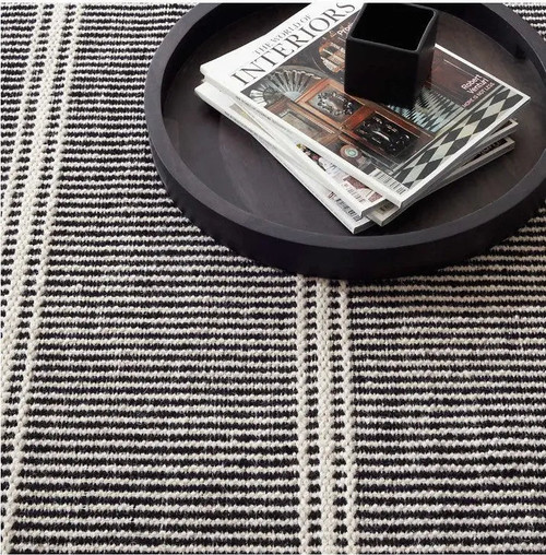 Dash & Albert Malta Black Ivory Woven Wool Rug Dash and Albert