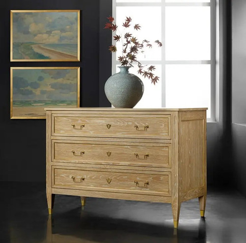 Modern History French Three Drawer Commode - Oak - Lavender Fields
