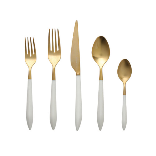 Ares Oro & White Five-Piece Place Setting VIETRI