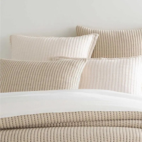 Pine Cone Hill Pick Stitch Natural Matelasse Sham
