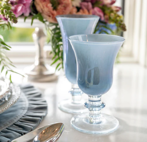 Rialto Water/Wine Glass in Adriatic Blue Arte Italica