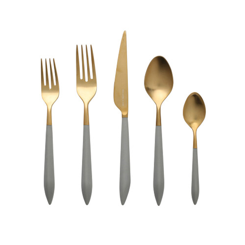 Ares Oro & Light Gray Five-Piece Place Setting VIETRI