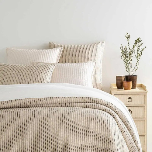 Pine Cone Hill Pick Stitch Natural Matelasse Coverlet - Lavender & Company