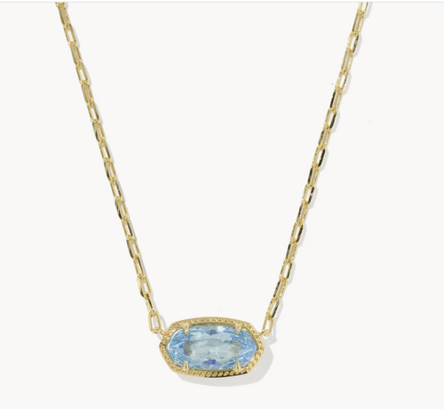 Elisa Luxe Gold Short Pendant Necklace Light Blue CZ