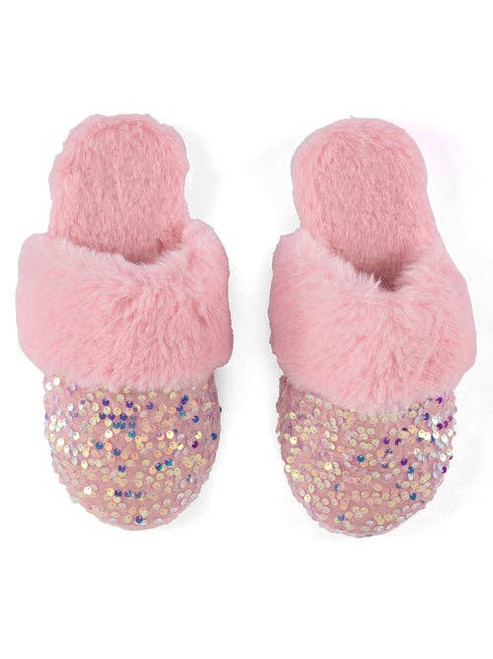 Pink Sequin Slippers Shiraleah