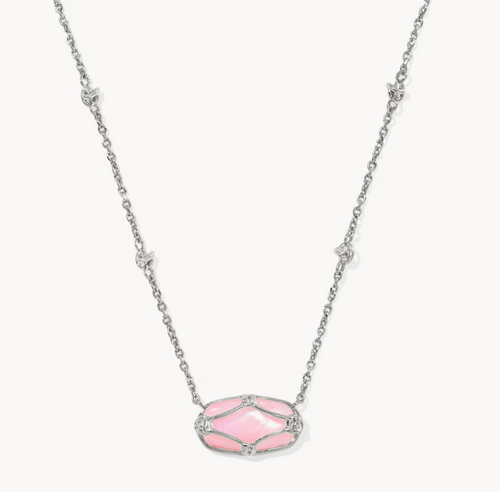 Kendra Scott Elisa Lattice Frame Silver Short Pendant Necklace