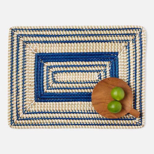 Blue Pheasant Odelia Rectangular Placemats in Dark Blue Set of 4 Blue Pheasant