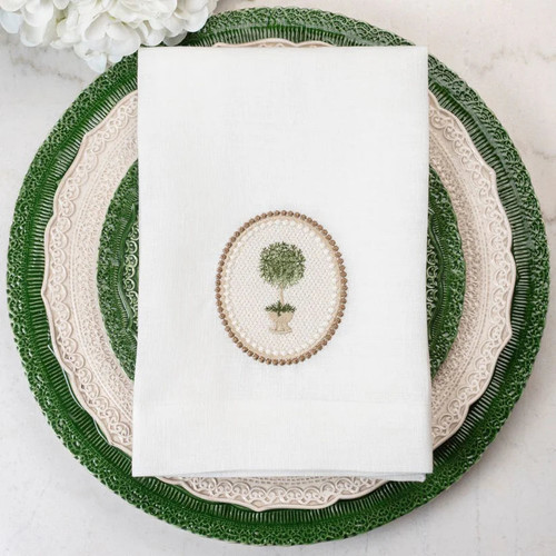 Arte Italica Rosemary Topiary Tri-Fold Linen Napkin Set of 4