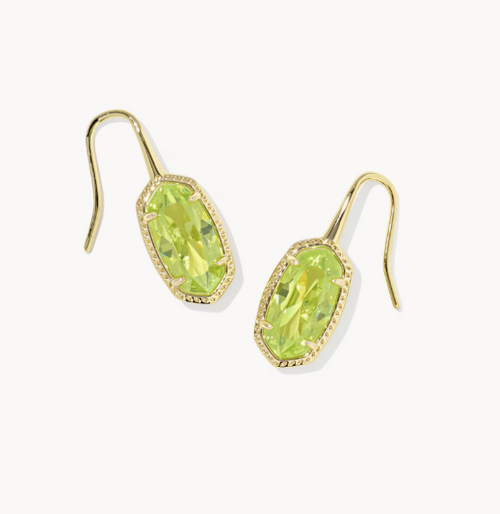 Lee Luxe Gold Drop Earrings in Light Green CZ